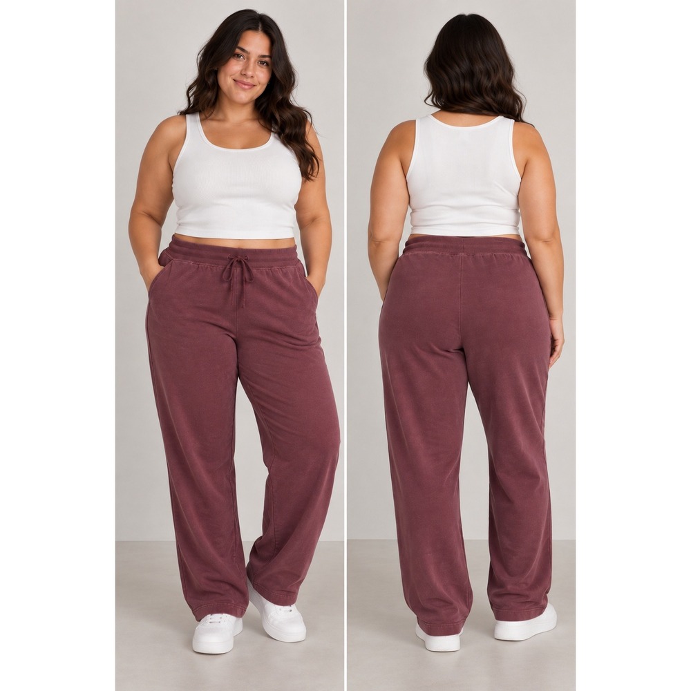 Old Navy Womens XL Burgundy Straight Leg Sweatpants Drawstring Fleece Lounge
